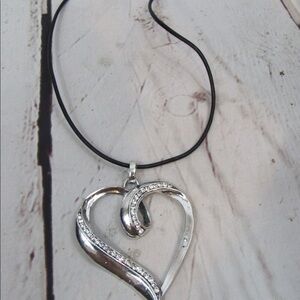 Cubic Zirconia and Silver Heart Pendant Necklace